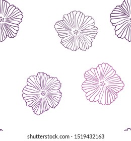 Dark Purple, Pink vector seamless elegant background with flowers. Abstract illustration with flowers in doodles style. Pattern for design of fabric, wallpapers.