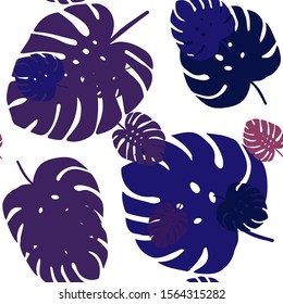 Dark Purple, Pink vector seamless natural backdrop with leaves. leaves on elegant natural pattern with gradient. Design for textile, fabric, wallpapers.
