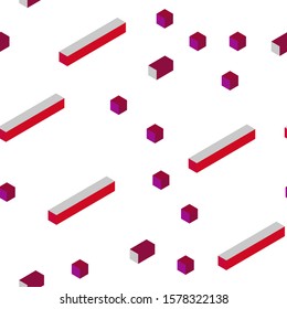 Dark Purple, Pink vector seamless, isometric background with rectangles. Illustration with set of colorful rectangles. Design for wallpaper, fabric makers.