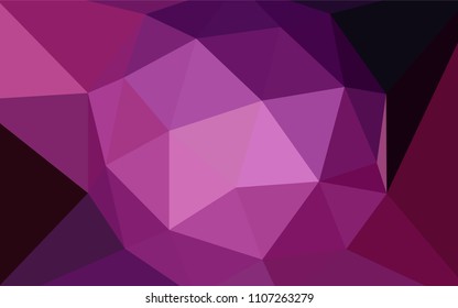 Dark Purple, Pink vector shining triangular cover. Geometric illustration in Origami style with gradient.  Brand new style for your business design.