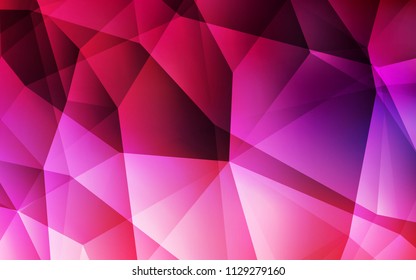 Dark Purple, Pink vector shining triangular backdrop. Triangular geometric sample with gradient.  Completely new template for your banner.