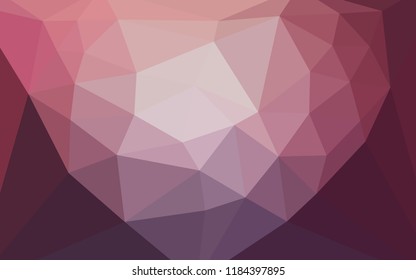 Dark Purple, Pink vector shining triangular backdrop with a heart in a centre. Elegant polygonal illustration with gradient. Best triangular design for your business.