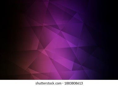 Dark Purple, Pink vector shining triangular layout. Triangular geometric sample with gradient.  Textured pattern for your backgrounds.