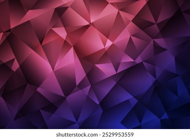 Dark Purple, Pink vector shining triangular backdrop. Colorful abstract illustration with triangles. Best triangular design for your business.