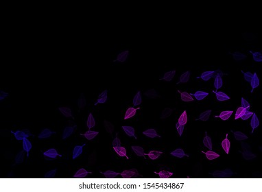 Dark Purple, Pink vector sketch pattern. Colorful illustration in doodle style with leaves. Brand new design for your business.