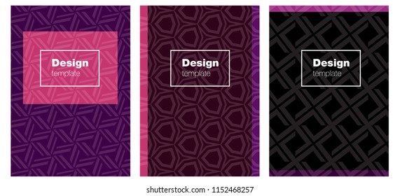 Dark Purple, Pink vector style guide for notepads. Beautiful colorful sample in abstract style. Pattern notebooks, journals.