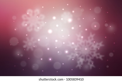 Dark Purple, Pink vector template with ice snowflakes. Decorative shining illustration with snow on abstract template. The template can be used as a new year background.