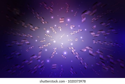 Dark Purple, Pink vector template with carnival confetti. Modern geometrical abstract illustration with carnival ribbons. The template can be used as a background for postcards.