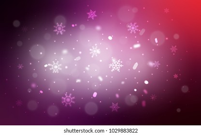 Dark Purple, Pink vector template with ice snowflakes. Shining colored illustration with snow in christmas style. The pattern can be used for new year leaflets.