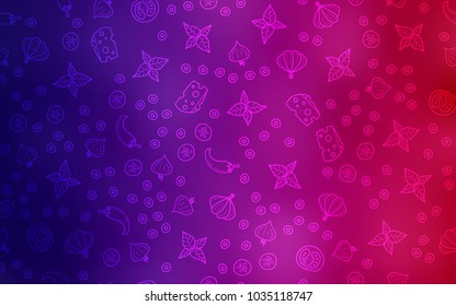 Dark Purple, Pink vector template with organic meal. Illustration with set of fresh food in doodle style. Pattern for ad, booklets, leaflets of restaurants.