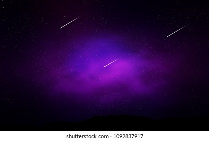 Dark Purple, Pink vector template with space stars. Shining colored illustration with bright astronomical stars. Pattern for futuristic ad, booklets.