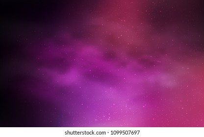 Dark Purple, Pink vector template with space stars. Space stars on blurred abstract background with gradient. Template for cosmic backgrounds.