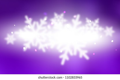 Dark Purple, Pink vector template with ice snowflakes. Blurred decorative design in xmas style with snow. The template can be used as a new year background.