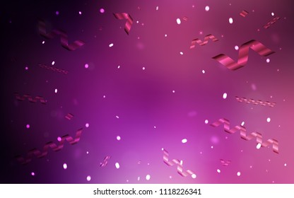 Dark Purple, Pink vector template with carnival confetti. Modern geometrical abstract illustration with carnival ribbons. The pattern can be used for new year ad, booklets.