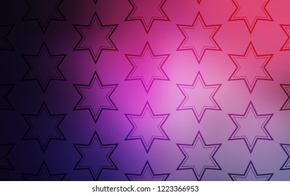 Dark Purple, Pink vector template with sky stars. Stars on blurred abstract background with gradient. Pattern for websites, landing pages.