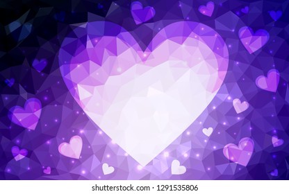 Dark Purple, Pink vector  template with doodle hearts. Blurred decorative design in doodle style with hearts. Pattern for carnival, festival romantic leaflets.