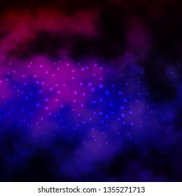 Dark Purple, Pink vector template with neon stars. Modern geometric abstract illustration with stars. Best design for your ad, poster, banner.
