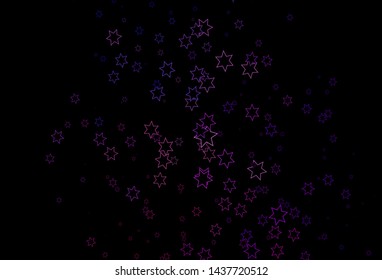 Dark Purple, Pink vector template with sky stars. Decorative shining illustration with stars on abstract template. The pattern can be used for wrapping gifts.