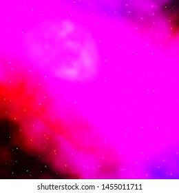 Dark Purple, Pink vector template with neon stars. Shining colorful illustration with small and big stars. Best design for your ad, poster, banner.