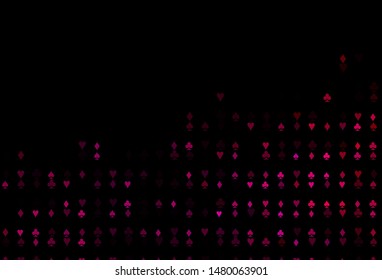Dark Purple, Pink vector template with poker symbols. Blurred decorative design of hearts, spades, clubs, diamonds. Pattern for booklets, leaflets of gambling houses.