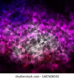 Dark Purple, Pink vector template with crystals, triangles. Glitter abstract illustration with triangular shapes. Template for wallpapers.