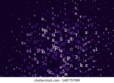 Dark Purple, Pink vector template with isolated letters. Blurred design in simple style with signs of alphabet. Pattern for school, grammar websites.