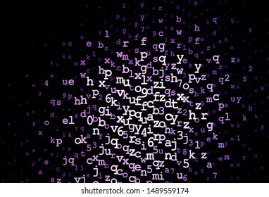 Dark Purple, Pink vector template with isolated letters. Blurred design in simple style with signs of alphabet. Pattern for school, grammar websites.