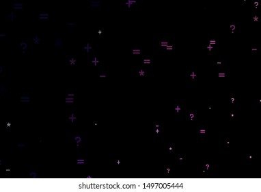 Dark Purple, Pink vector template with math simbols. Shining colorful illustration with isolated Digit signs. Template for landing page of typography.