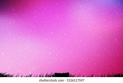 Dark Purple, Pink vector template with space stars. Shining illustration with sky stars on abstract template. Smart design for your business advert.