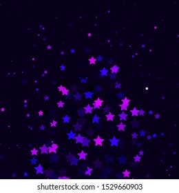 Dark Purple, Pink vector template with neon stars. Modern geometric abstract illustration with stars. Best design for your ad, poster, banner.