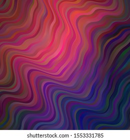 Dark Purple, Pink vector template with curved lines. Brand new colorful illustration with bent lines. Design for your business promotion.