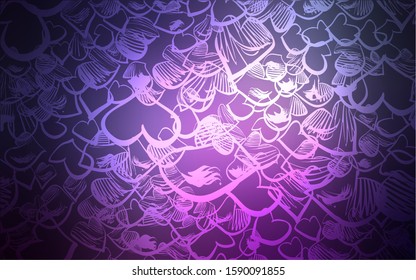 Dark Purple, Pink vector template with doodle hearts. Decorative shining illustration with hearts on abstract template. Template for Valentine's greeting postcards.