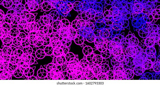 Dark Purple, Pink vector template with esoteric signs. Colorful vintage illustration with gradient alchemy shapes. Best design halloween events.