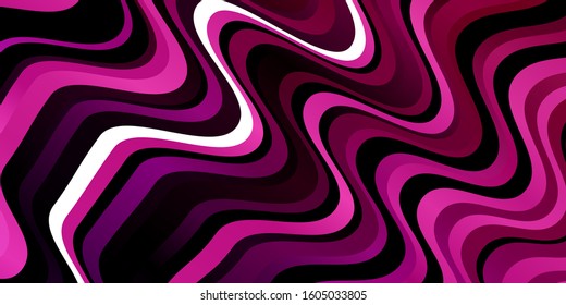 Dark Purple, Pink vector template with wry lines. Colorful geometric sample with gradient curves.  Pattern for websites, landing pages.