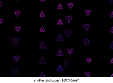 Dark Purple, Pink vector template with esoteric signs. Abstract illustration with gothic gradient shapes. Background for esoteric, mystic designs.