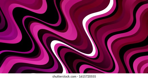Dark Purple, Pink vector template with wry lines. Colorful geometric sample with gradient curves.  Pattern for websites, landing pages.