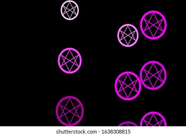 Dark Purple, Pink vector template with esoteric signs. Retro design in abstract style with witchcraft forms. Design for magic, spiritual events.