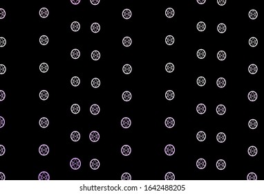 Dark Purple, Pink vector template with esoteric signs. Colorful vintage illustration with gradient alchemy shapes. Simple design for occult depiction.
