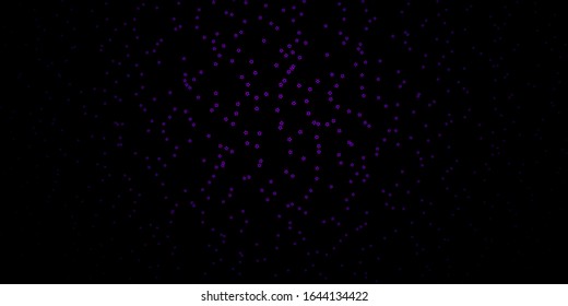 Planta vectorial color púrpura oscuro con estrellas de neón. Dibujo abstracto geométrico moderno con estrellas. Patrón para envolver regalos.