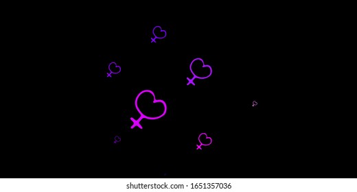 Dark Purple, Pink vector template with businesswoman signs. Colorful feminism symbols with a gradient in modern style. Elegant design for wallpapers.