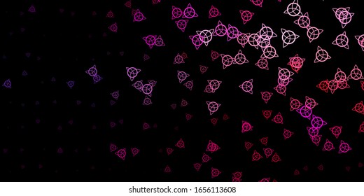 Dark Purple, Pink vector template with esoteric signs. Illustration with magical signs of spiritual power. Best design halloween events.