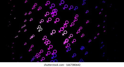 Dark Purple, Pink vector template with businesswoman signs. Simple design in abstract style with women’s rights activism. Simple design for your web site.