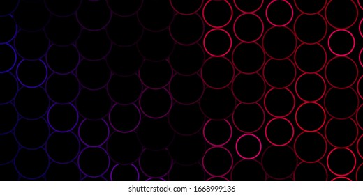 Dark Purple, Pink vector template with circles. Glitter abstract illustration with colorful drops. Design for your commercials.