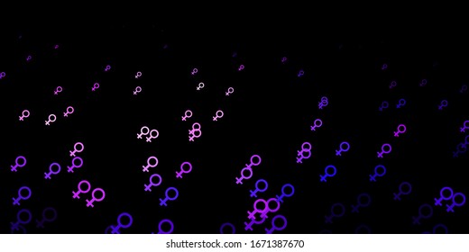 Dark Purple, Pink vector template with businesswoman signs. Abstract illustration with a depiction of women's power. Simple design for your web site.