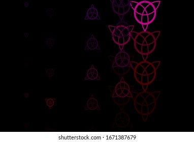 Dark Purple, Pink vector template with esoteric signs. Colorful mystic symbols with a gradient in ancient style. Best design halloween events.
