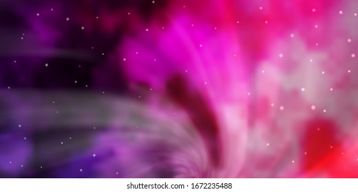 Dark Purple, Pink vector template with neon stars. Shining colorful illustration with small and big stars. Best design for your ad, poster, banner.