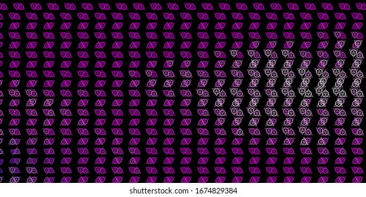 Dark Purple, Pink vector template with esoteric signs. Colorful mystic symbols with a gradient in ancient style. Best design halloween events.