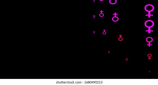 Dark Purple, Pink vector template with businesswoman signs. Abstract illustration with a depiction of women's power. Design for International Women’s Day.
