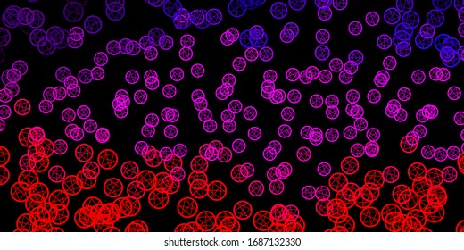 Dark Purple, Pink vector template with esoteric signs. Colorful vintage illustration with gradient alchemy shapes. Simple base for your occult design.