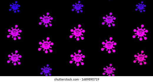 Dark purple, pink vector template with flu signs. Colorful  gradient illness symbols in simple abstract style. Simple design against epidemic information.